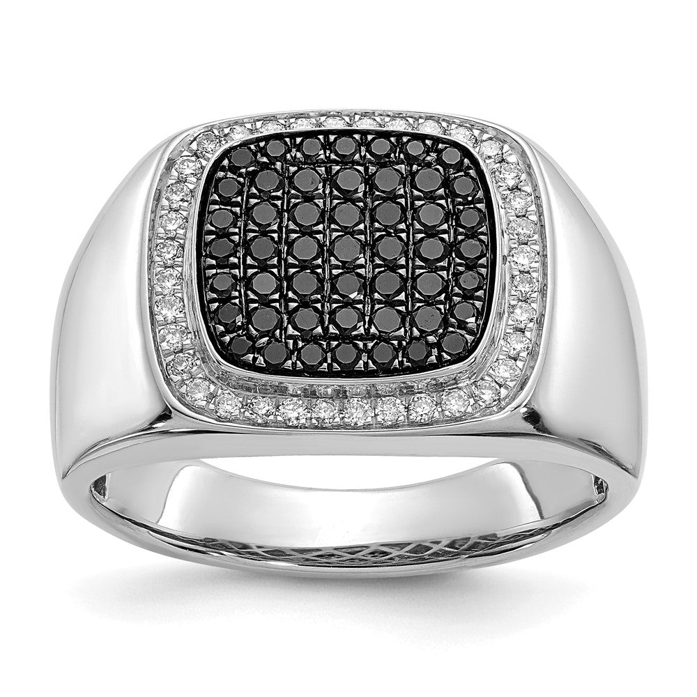 IB Goodman 14k White Gold 3/4 carat Black and White Diamond Cluster Mens Ring