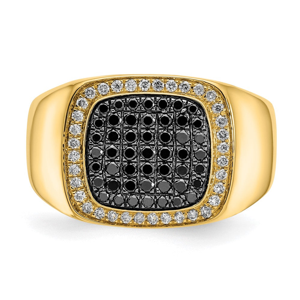 IB Goodman 14k 3/4 carat Black and White Diamond Cluster Mens Ring
