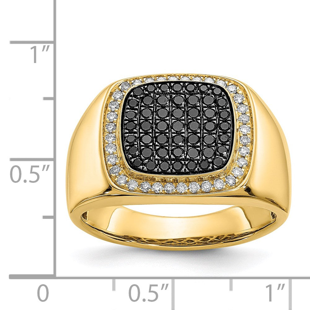 IB Goodman 14k 3/4 carat Black and White Diamond Cluster Mens Ring