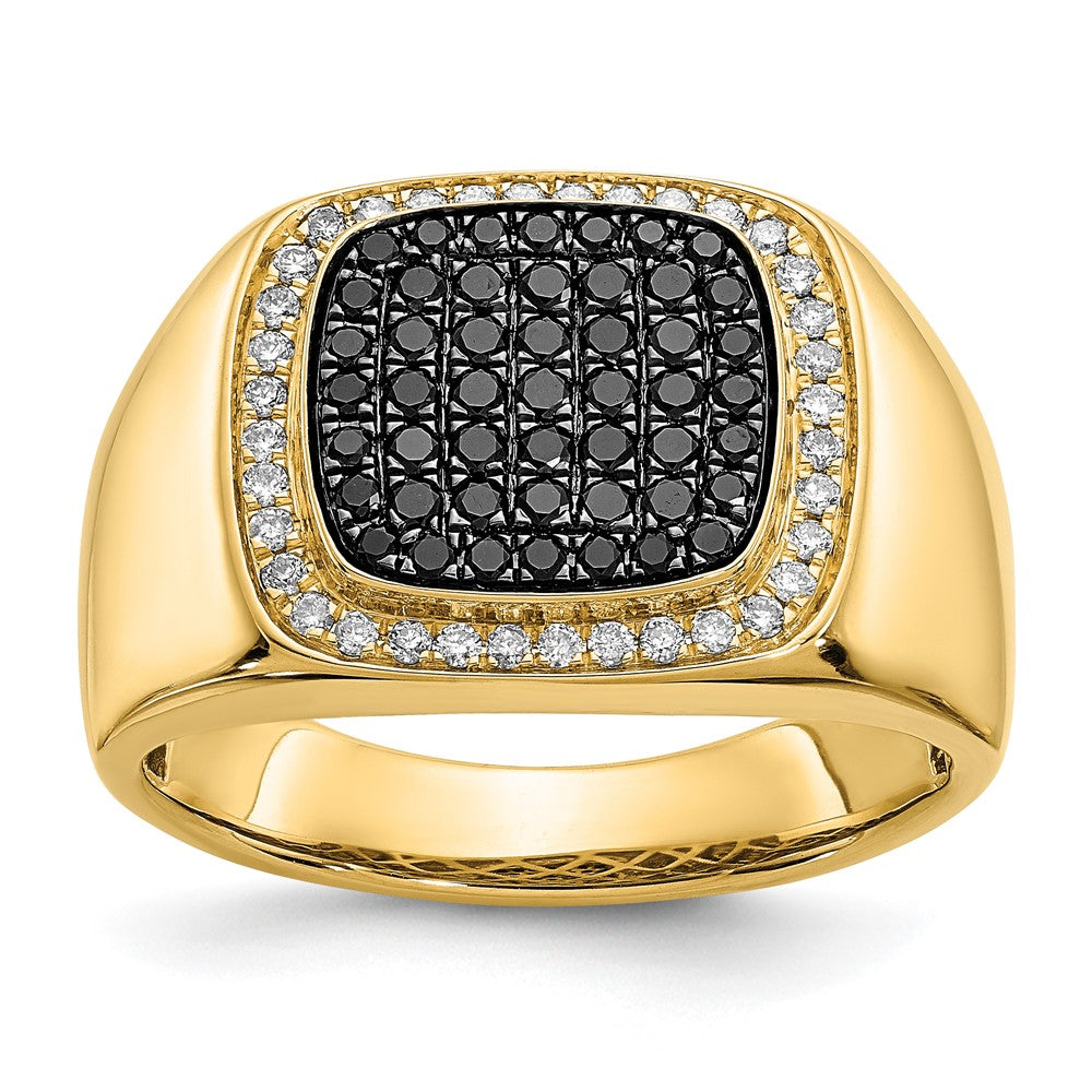 IB Goodman 14k 3/4 carat Black and White Diamond Cluster Mens Ring