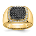 IB Goodman 14k 3/4 carat Black and White Diamond Cluster Mens Ring