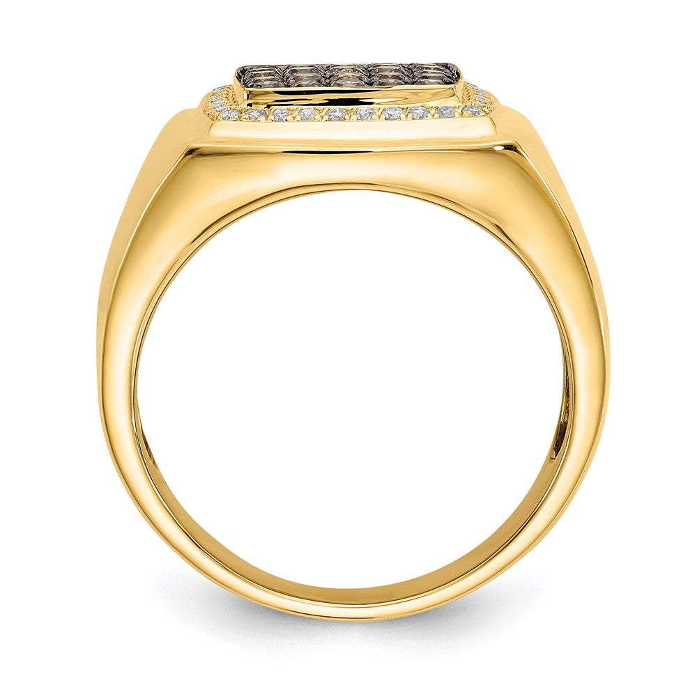 IB Goodman 14k 7/8 carat Champagne and White Diamond Cluster Mens Ring