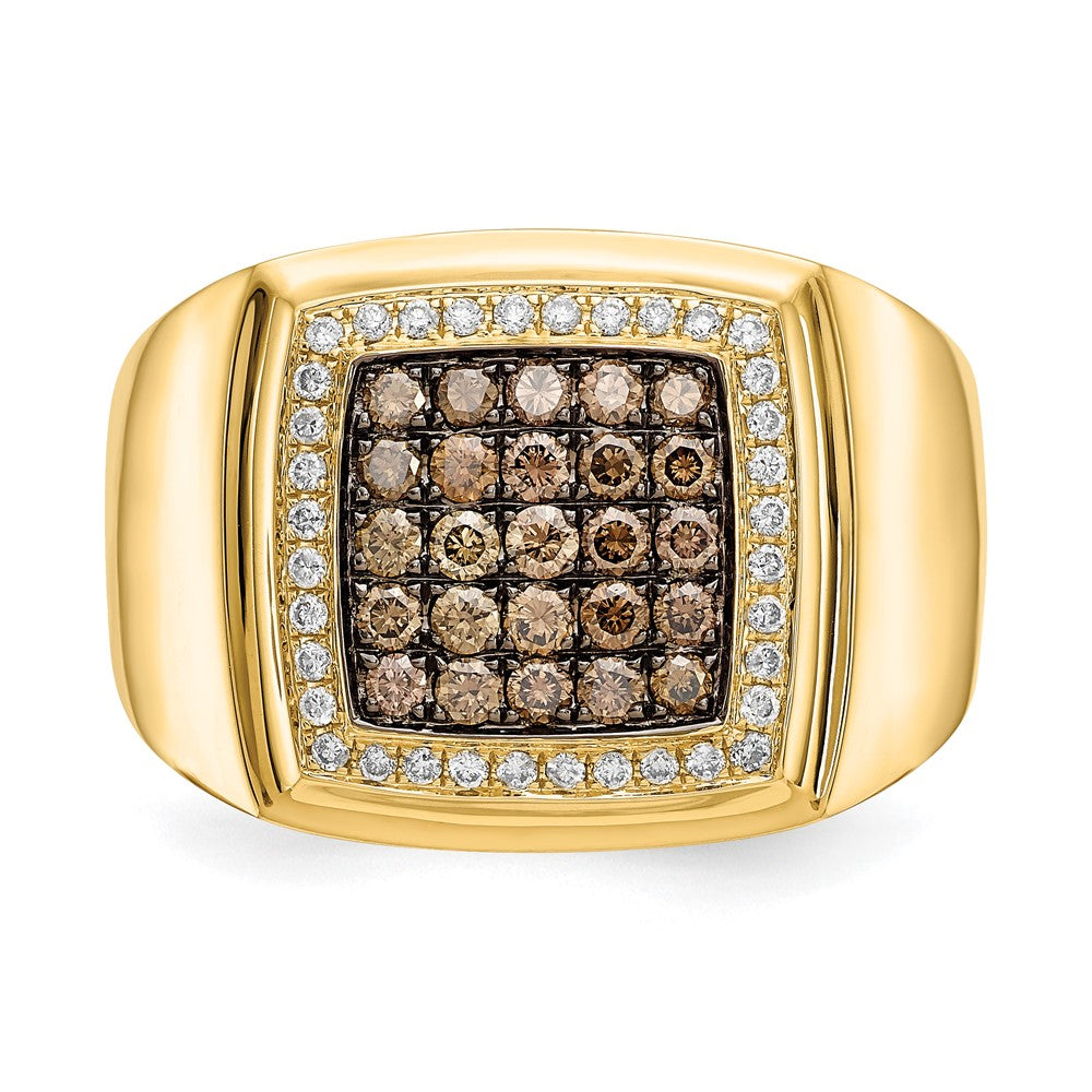 IB Goodman 14k 7/8 carat Champagne and White Diamond Cluster Mens Ring