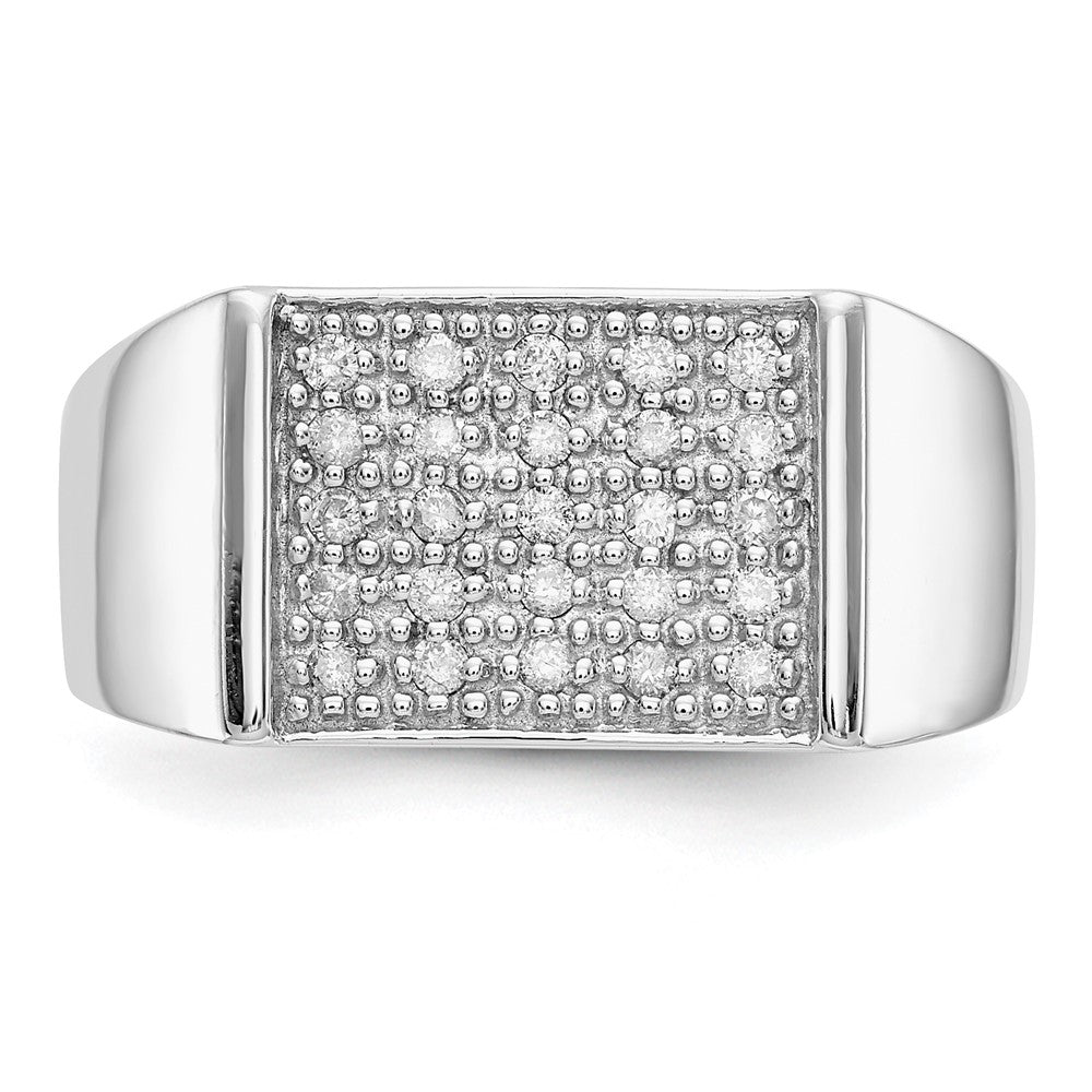 IB Goodman 14k White Gold 1/4 carat Diamond Square Cluster Mens Ring
