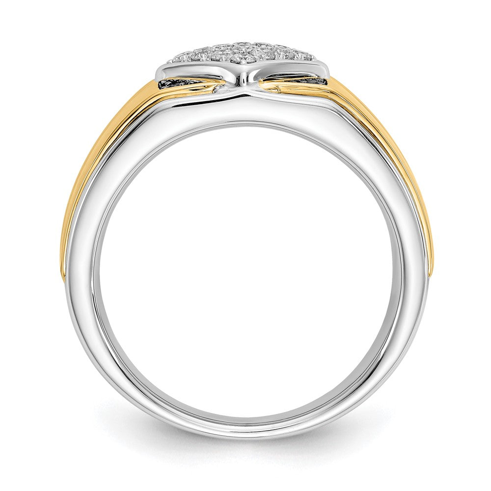 IB Goodman 14k Two-tone 1/3 carat Black and White Diamond Square Cluster Mens Ring