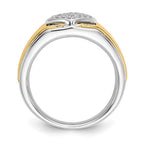 IB Goodman 14k Two-tone 1/3 carat Black and White Diamond Square Cluster Mens Ring