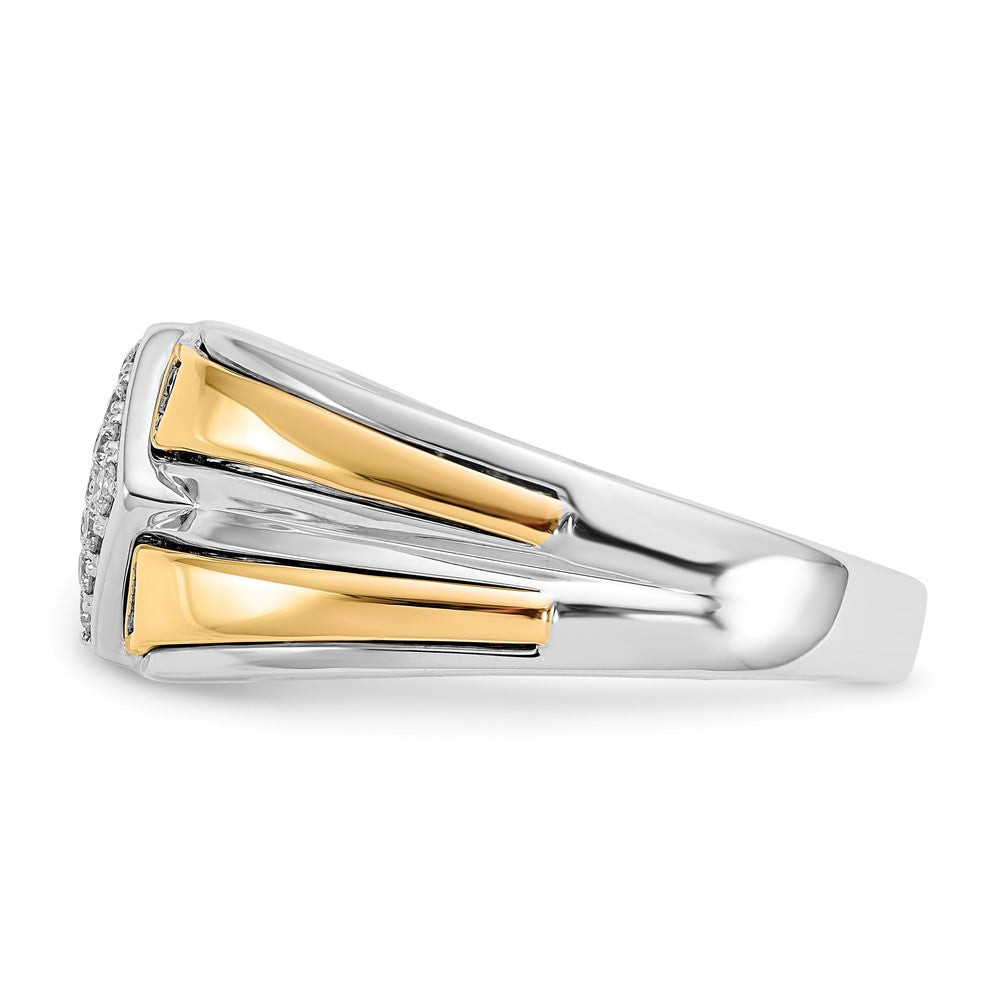 IB Goodman 14k Two-tone 1/3 carat Black and White Diamond Square Cluster Mens Ring