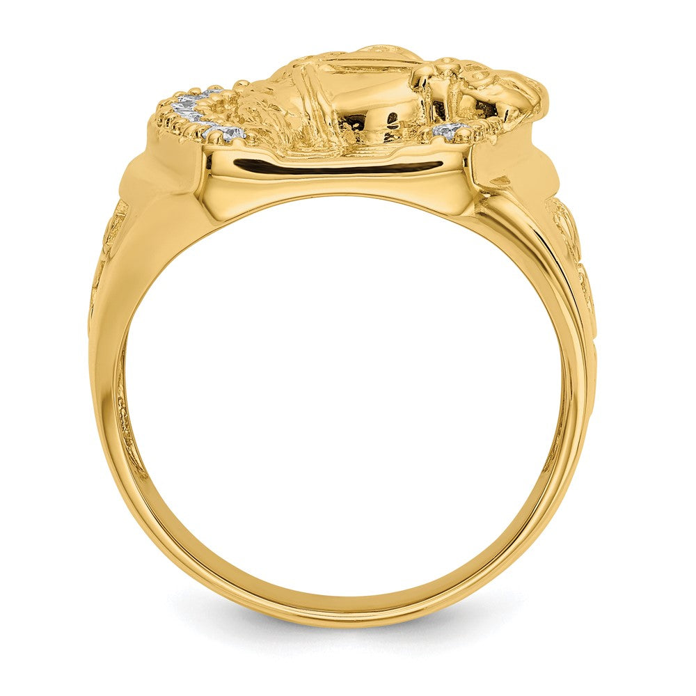 IB Goodman 14k Mens 1/2 carat Diamond Horseshoe with Horse in Center Mens Ring