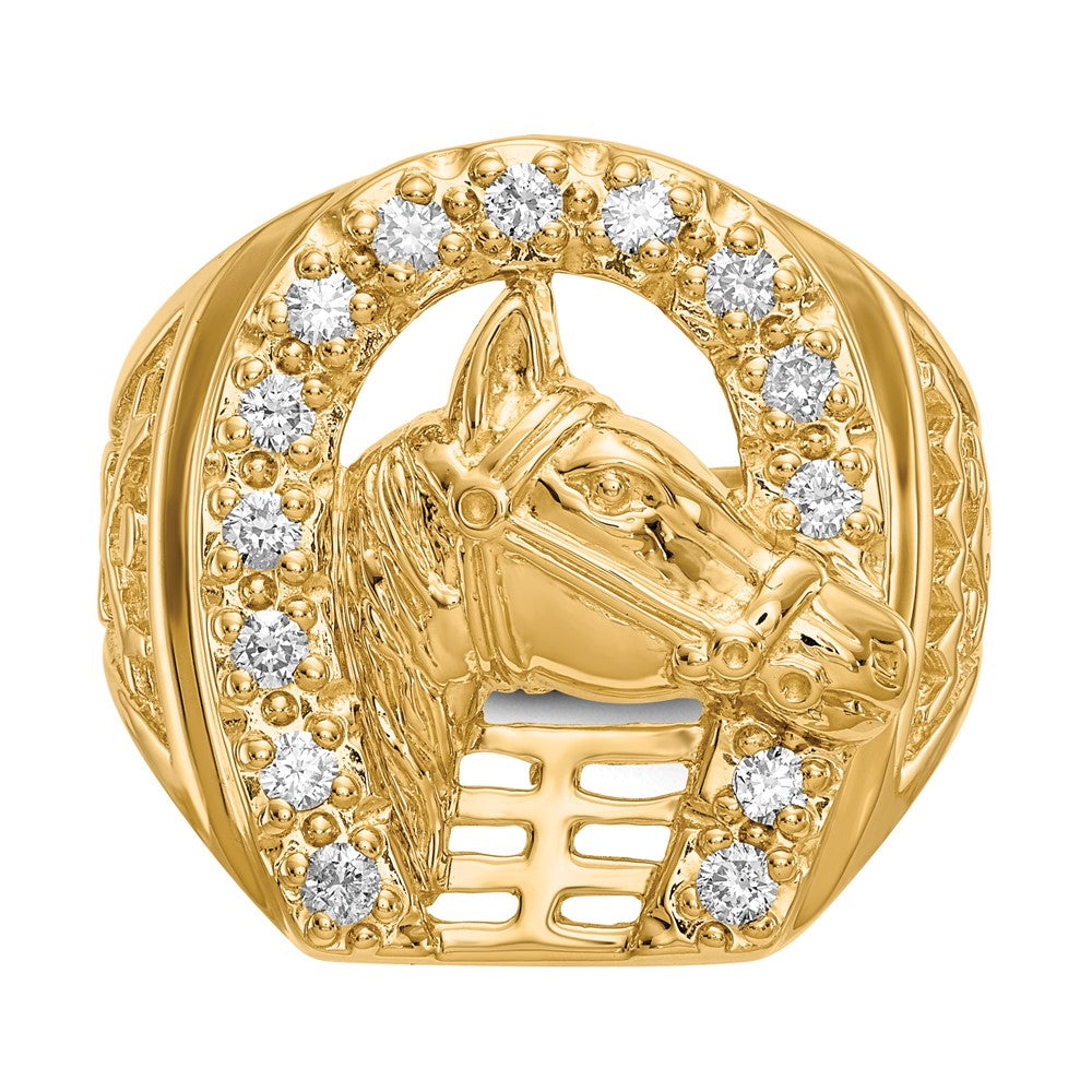 IB Goodman 14k Mens 1/2 carat Diamond Horseshoe with Horse in Center Mens Ring