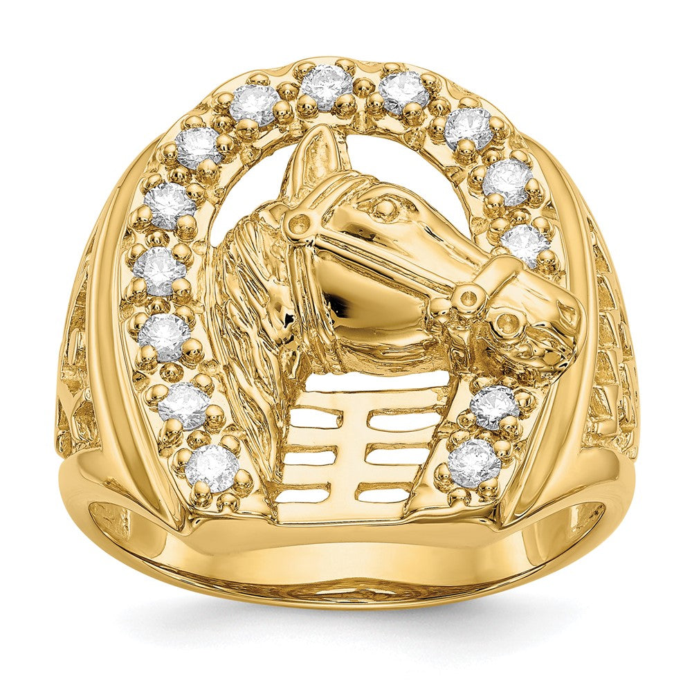 IB Goodman 14k Mens 1/2 carat Diamond Horseshoe with Horse in Center Mens Ring