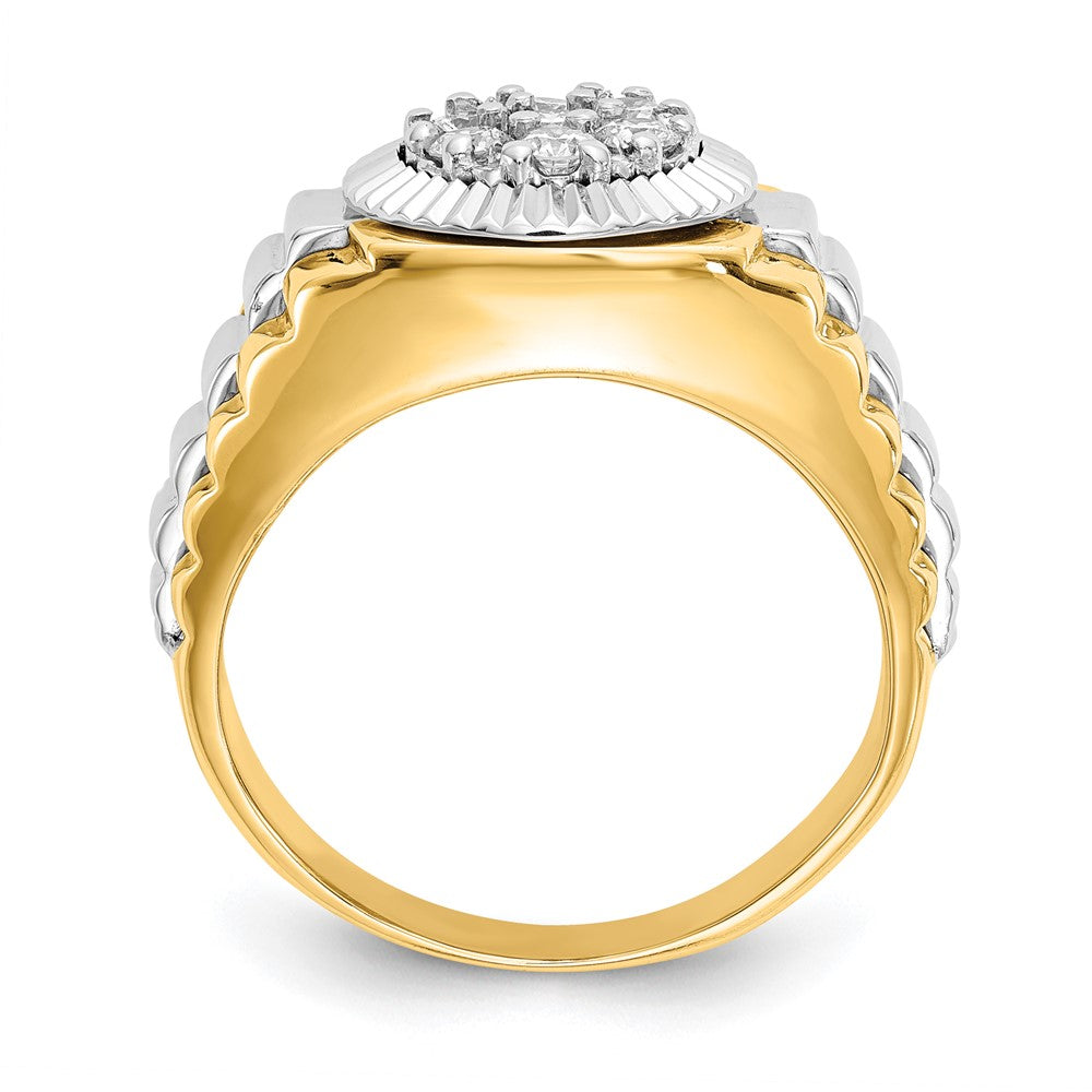 IB Goodman 14k Two-tone 1/2 carat AA Diamond Mens Cluster Ring
