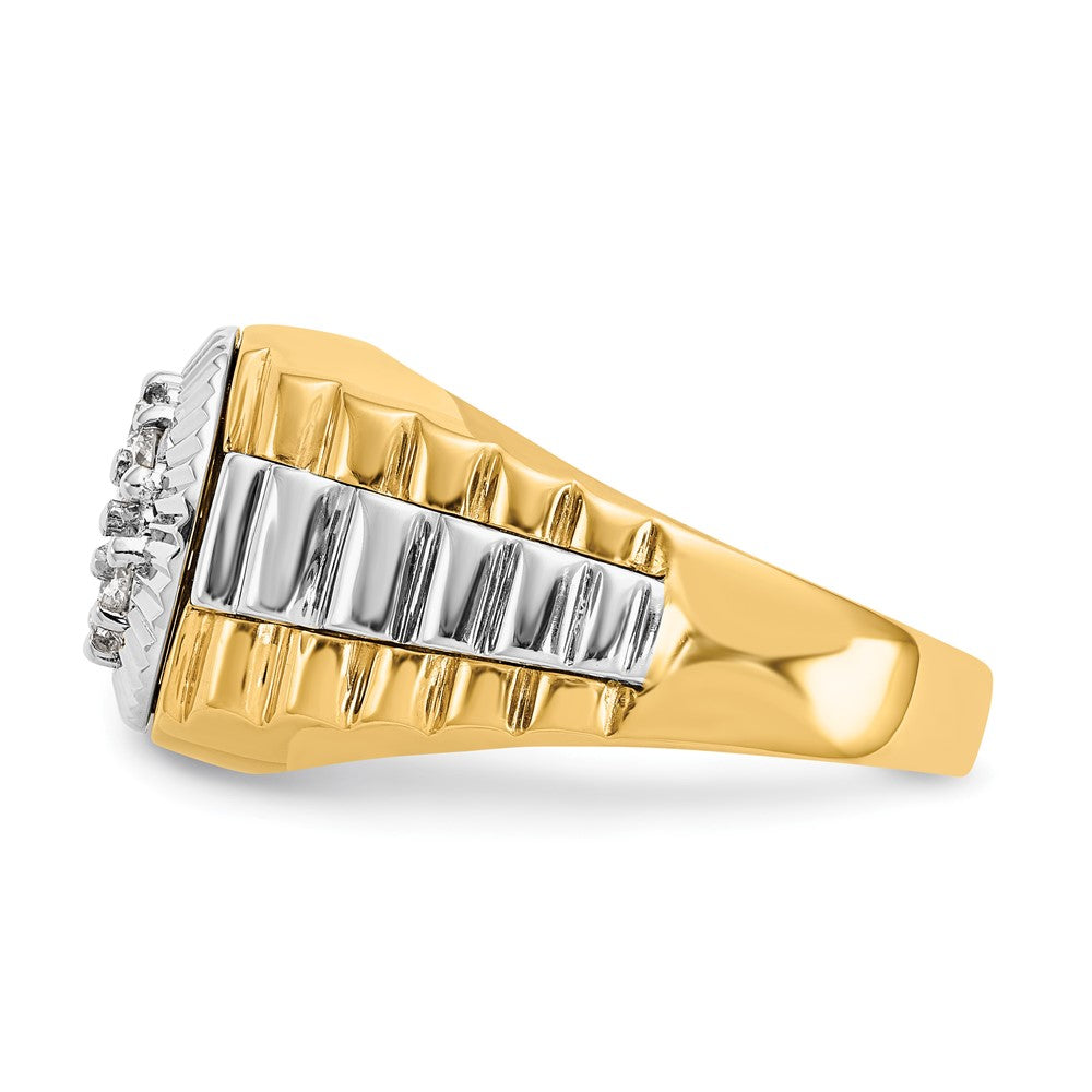 IB Goodman 14k Two-tone 1/2 carat AA Diamond Mens Cluster Ring