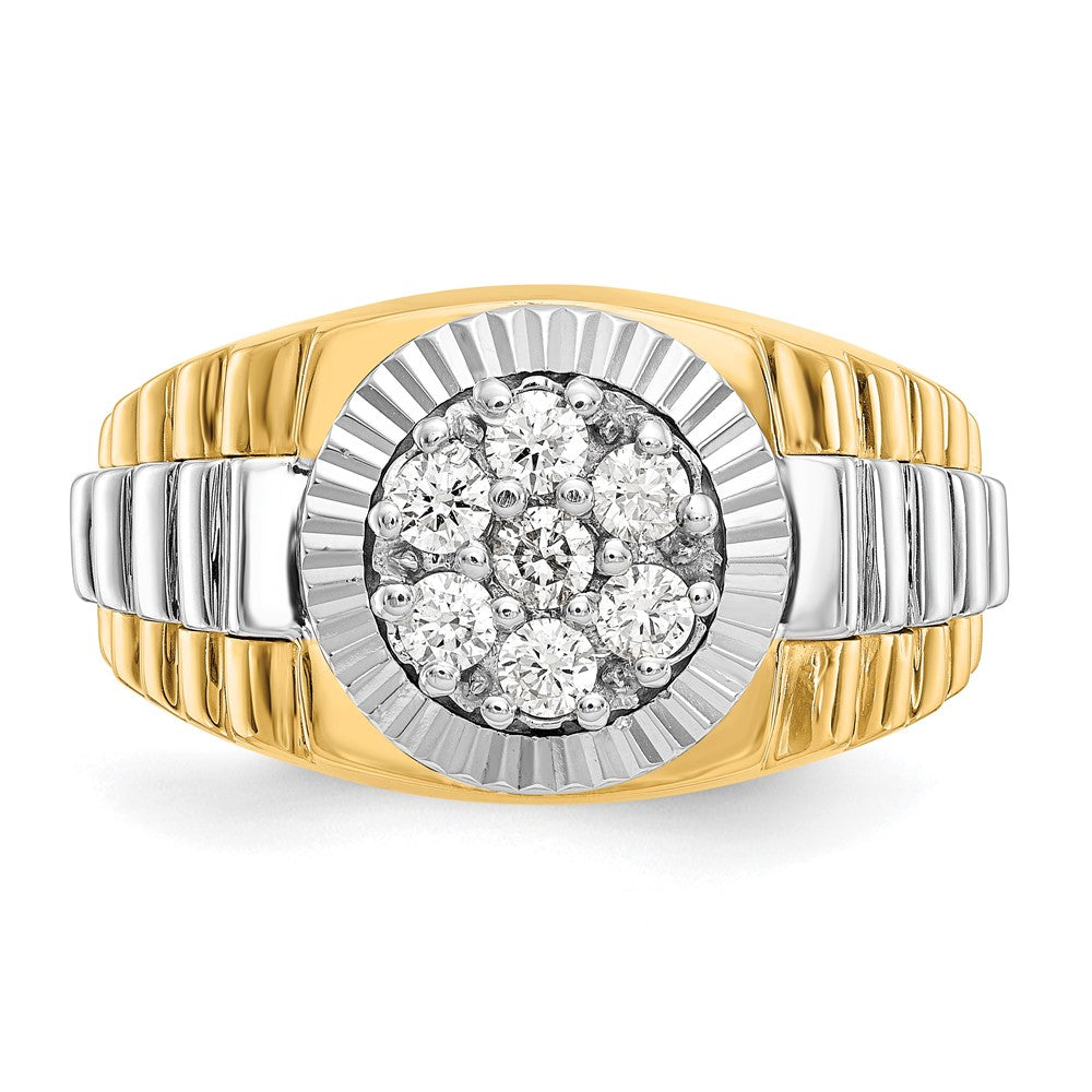 IB Goodman 14k Two-tone 1/2 carat AA Diamond Mens Cluster Ring
