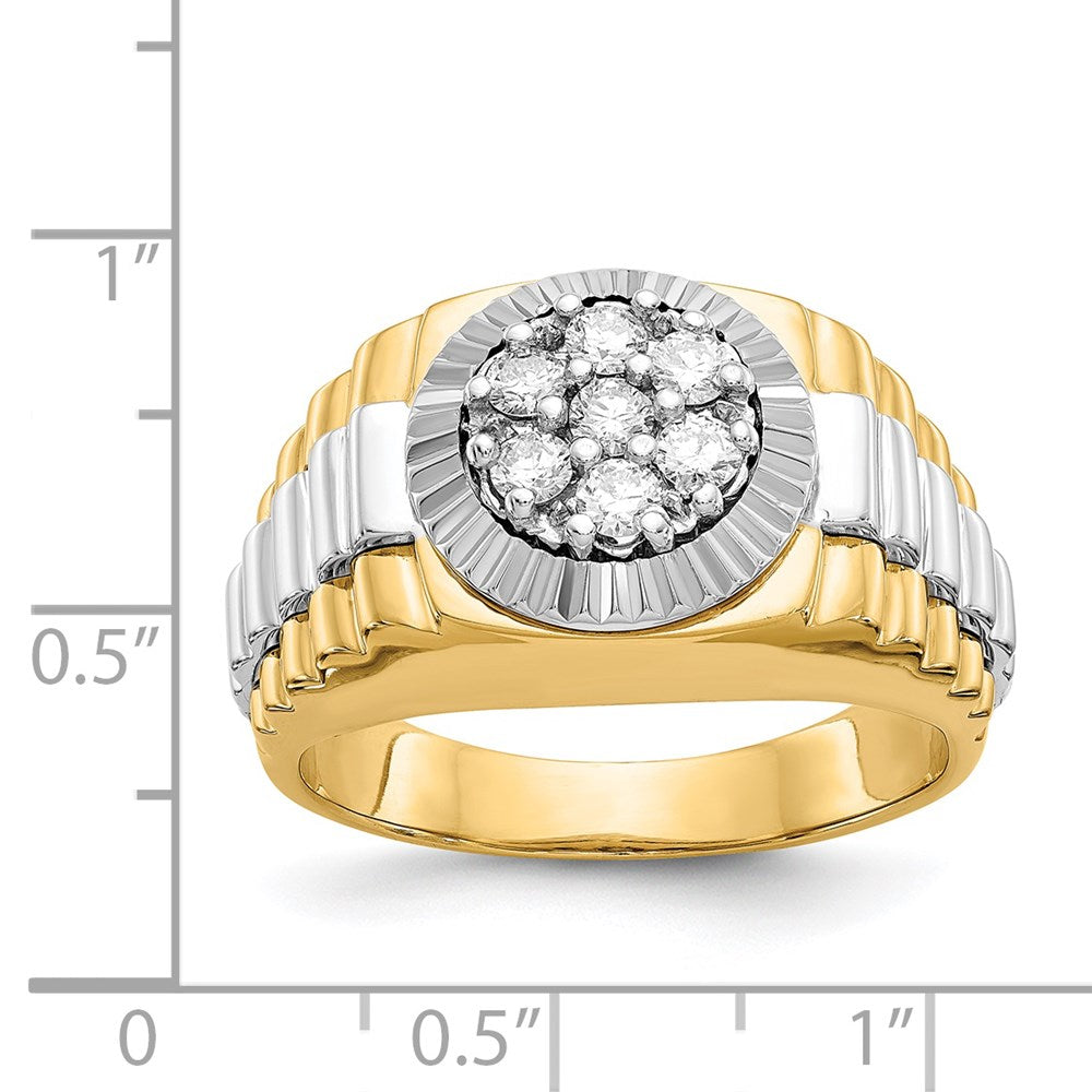 IB Goodman 14k Two-tone 1/2 carat AA Diamond Mens Cluster Ring