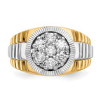 IBGoodman 14k Two-Tone 1 carat Lab Grown Diamond VS/SI+ G+ Complete Ridged Men's Ring