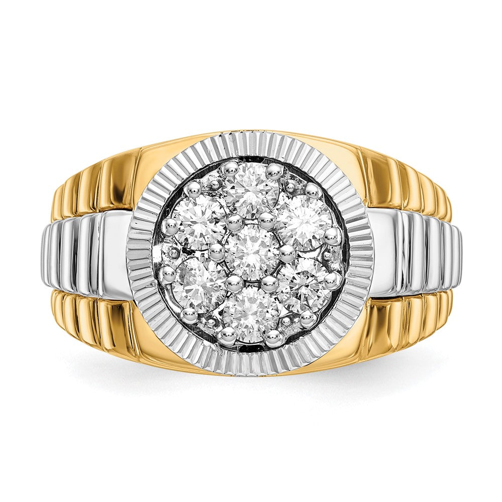 IB Goodman 14k Two-tone 1 carat AA Diamond Mens Cluster Ring