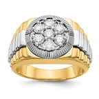 IBGoodman 14k Two-Tone 1 carat Lab Grown Diamond VS/SI+ G+ Complete Ridged Men's Ring
