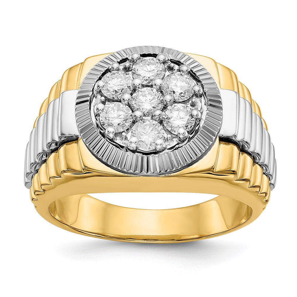 IB Goodman 14k Two-tone 1 carat AA Diamond Mens Cluster Ring