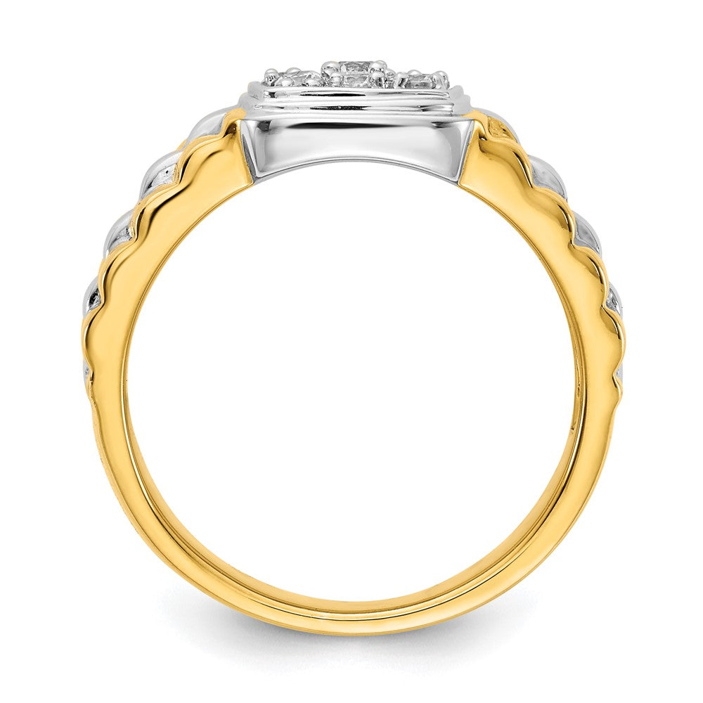 IB Goodman 14k Two-tone 3/8 carat Diamond Square Cluster Mens Ring