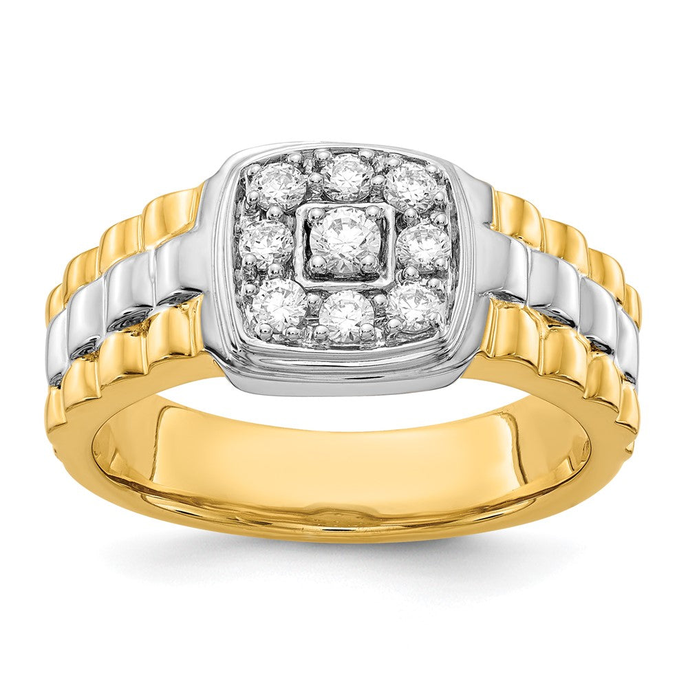IB Goodman 14k Two-tone 3/8 carat Diamond Square Cluster Mens Ring