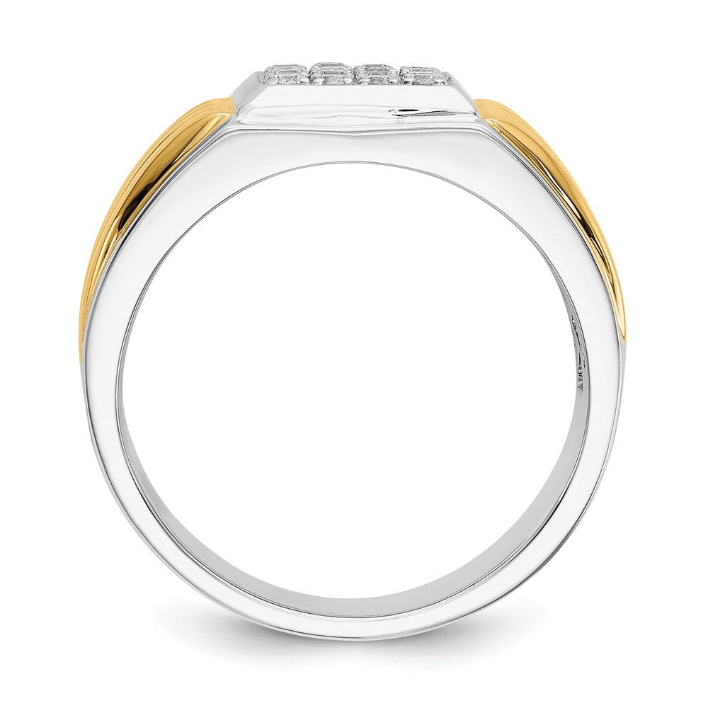 IBGoodman 14k Two-Tone 3/8 carat Lab Grown Diamond VS/SI+ G+ Complete Square Cluster Men's Ring