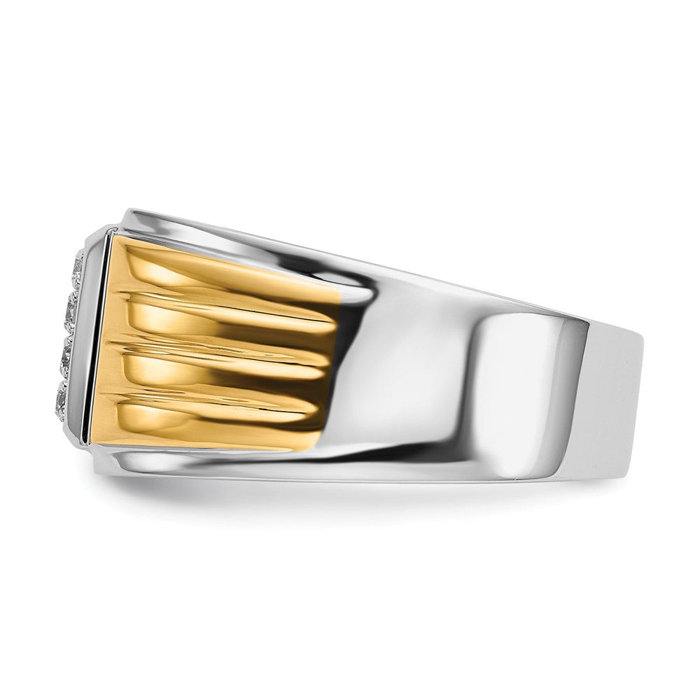 IB Goodman 14k Two-tone 3/8 carat Diamond Square Cluster Mens Ring