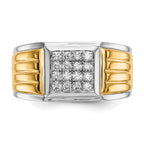 IB Goodman 14k Two-tone 3/8 carat Diamond Square Cluster Mens Ring