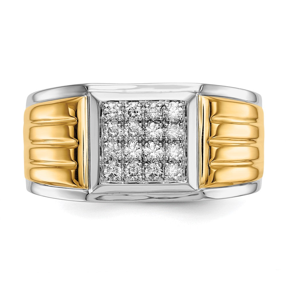 IB Goodman 14k Two-tone 3/8 carat Diamond Square Cluster Mens Ring