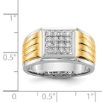 IB Goodman 14k Two-tone 3/8 carat Diamond Square Cluster Mens Ring