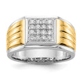 IB Goodman 14k Two-tone 3/8 carat Diamond Square Cluster Mens Ring