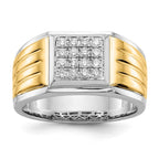 IB Goodman 14k Two-tone 3/8 carat Diamond Square Cluster Mens Ring
