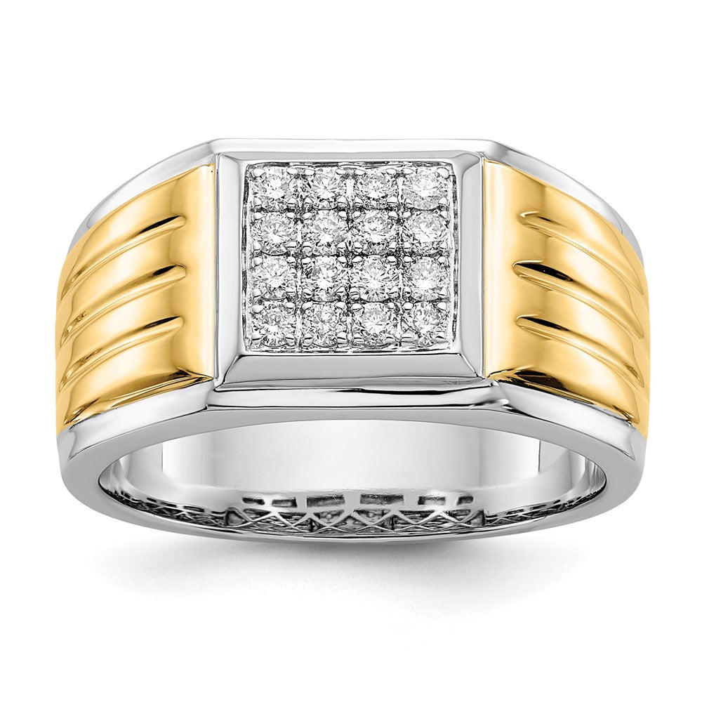 IB Goodman 14k Two-tone 3/8 carat Diamond Square Cluster Mens Ring