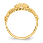 14k Mens 1/20 carat AA Diamond Claddagh Ring