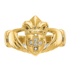 14k Mens 1/20 carat AA Diamond Claddagh Ring