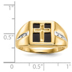 IB Goodman 14k 10mm Square Onyx and Diamond Mens Cross Ring