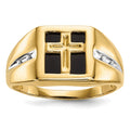IB Goodman 14k 10mm Square Onyx and Diamond Mens Cross Ring