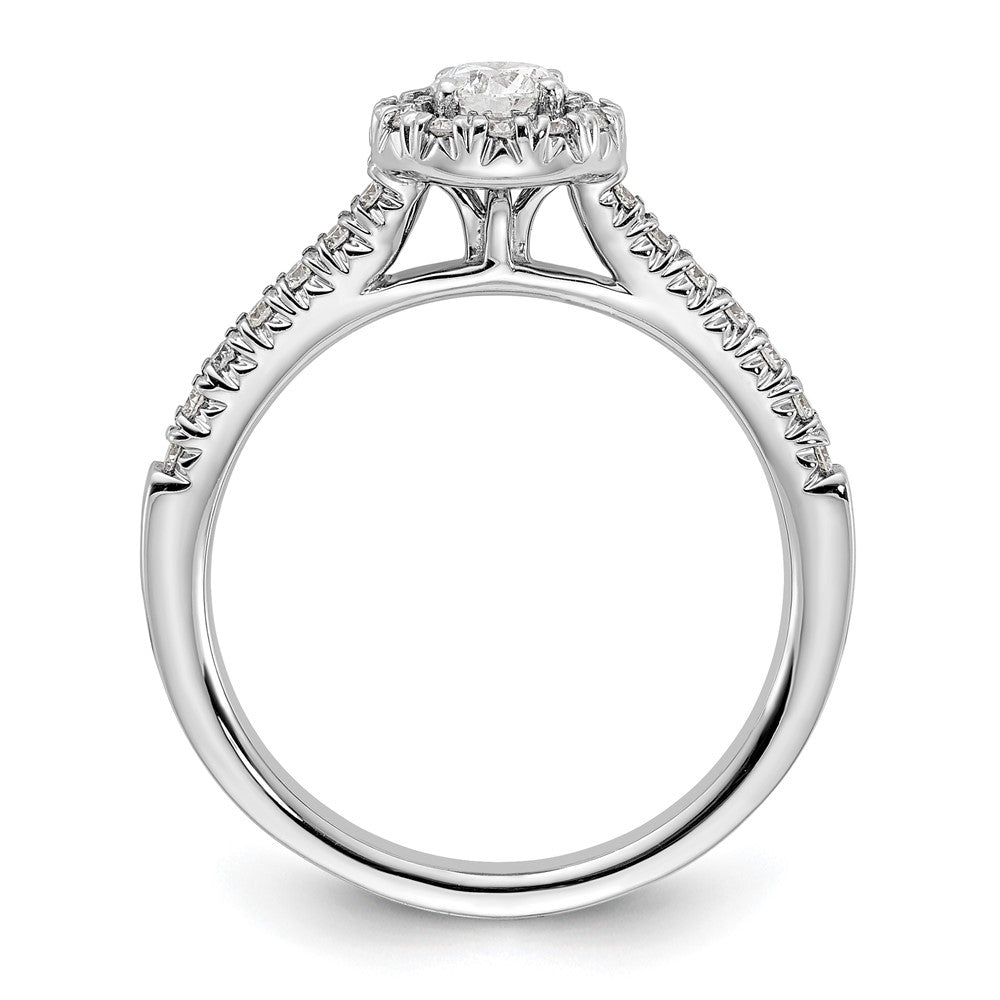 14kw Lab Grown Diamond VS+ F+ 1/2 ctw Round Halo Engagement Ring
