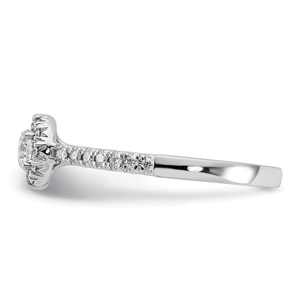 14kw Lab Grown Diamond VS+ F+ 1/2 ctw Round Halo Engagement Ring