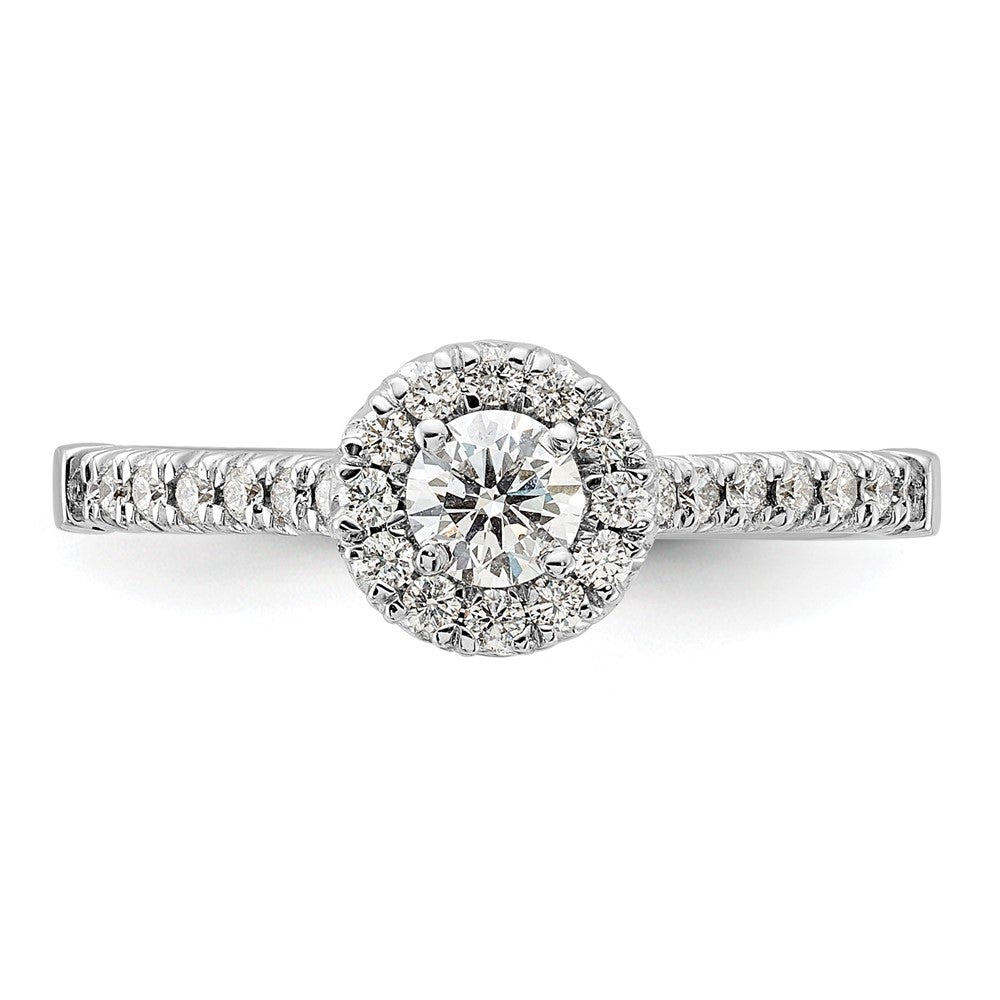 14kw Lab Grown Diamond VS+ F+ 1/4 ctw Round Halo Engagement Ring Se