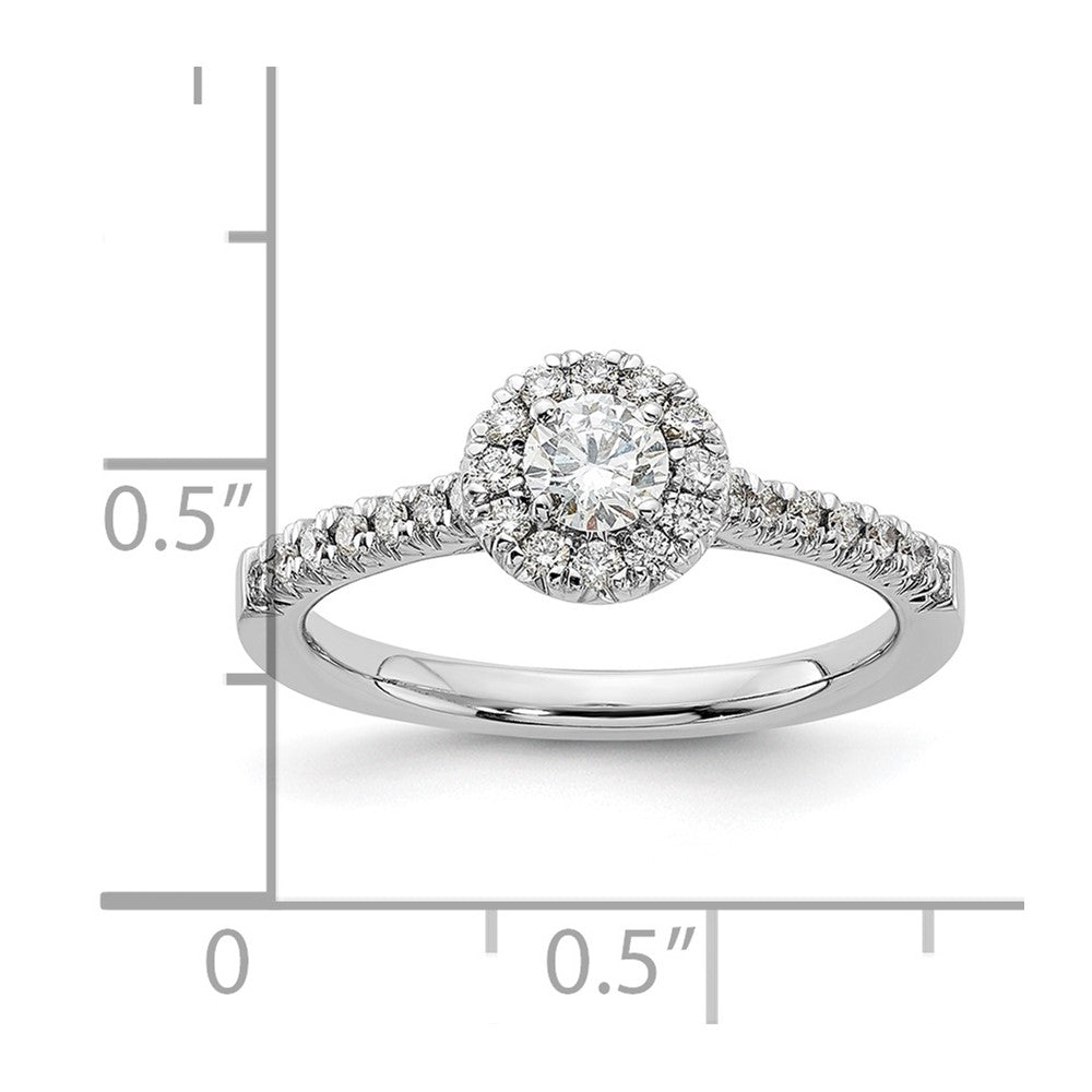 14kw Lab Grown Diamond VS+ F+ 1/2 ctw Round Halo Engagement Ring