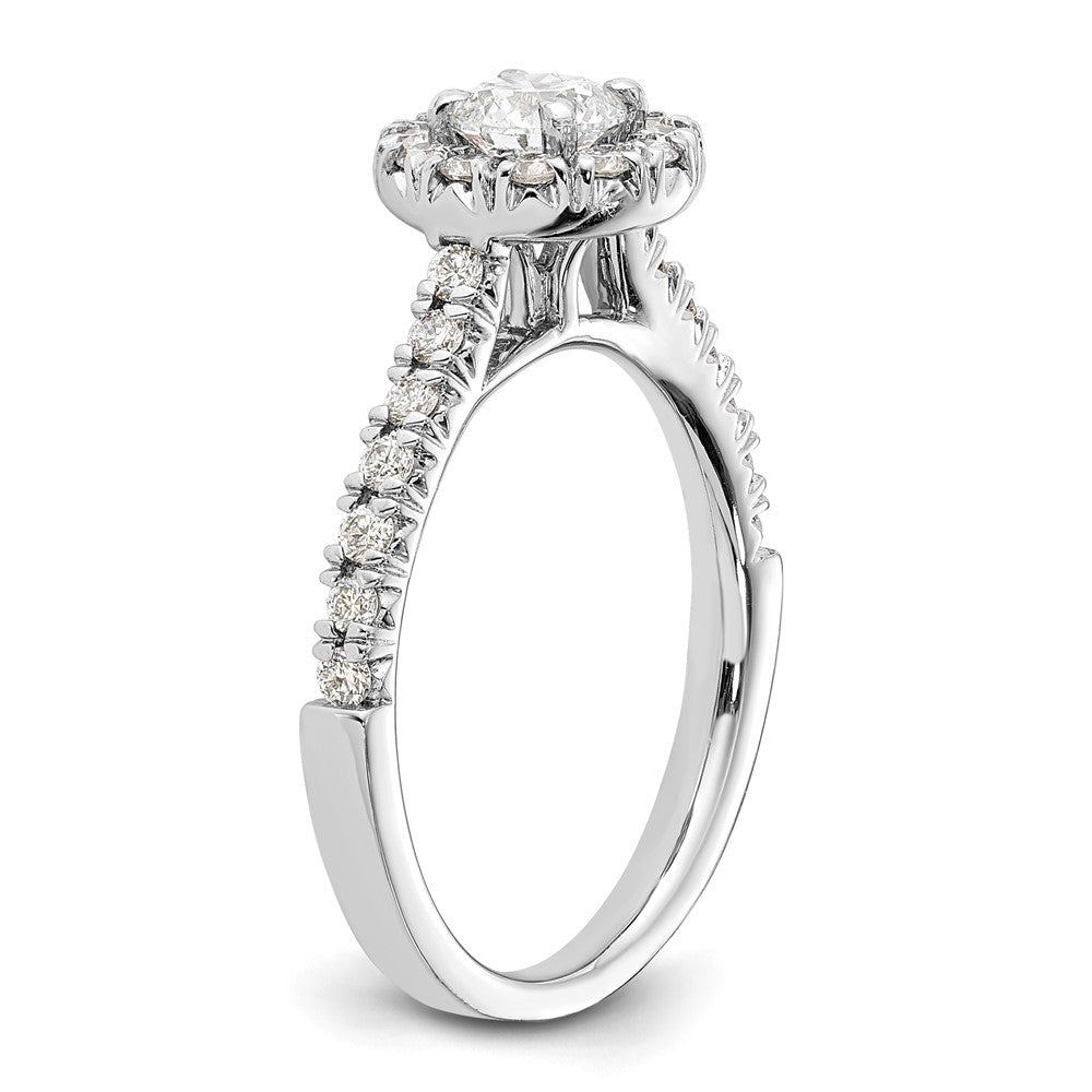 14kw Lab Grown Diamond VS+ F+ 1 ctw Round Halo Engagement Ring
