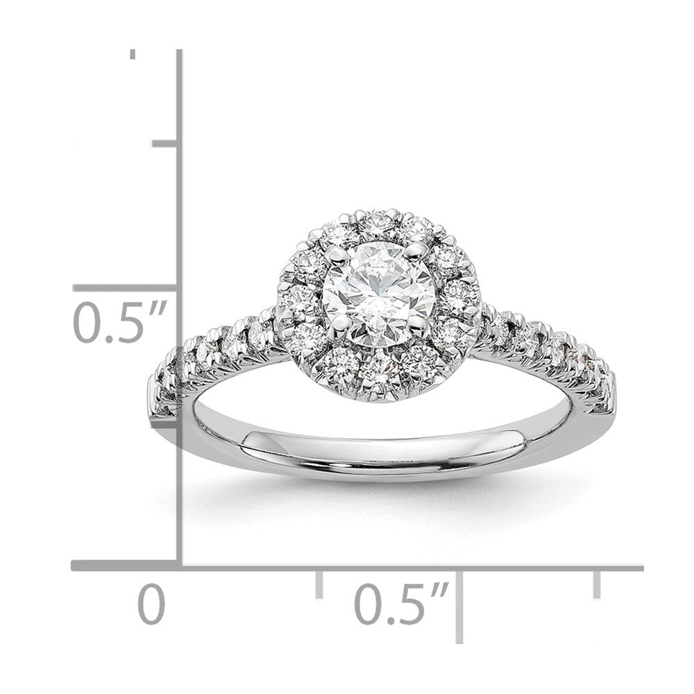 14kw Lab Grown Diamond VS+ F+ 1 ctw Round Halo Engagement Ring