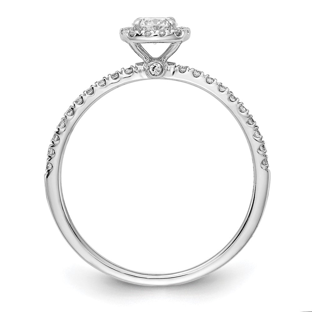 14kw Lab Grown Diamond VS+ F+ 1/2 ctw Round ctr w/ Cush Halo Engage