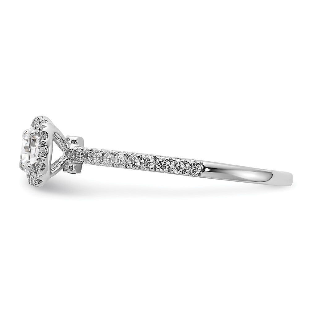 14kw Lab Grown Diamond VS+ F+ 1/2 ctw Round ctr w/ Cush Halo Engage