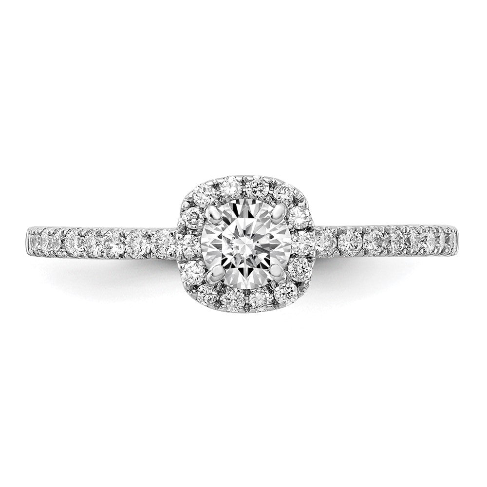 14kw Lab Grown Diamond VS+ F+ 1/2 ctw Round ctr w/ Cush Halo Engage