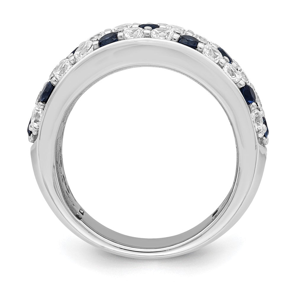 True Origin 14K White Gold 1 1/2 carat Lab Grown Diamond VS+ F+ and .85 carat Blue Sapphire Complete Fashion Ring