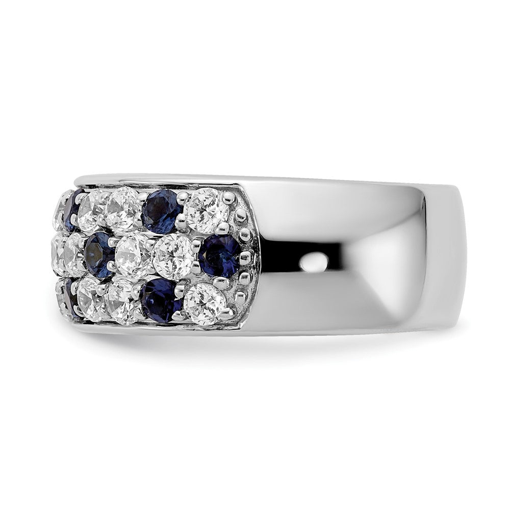 True Origin 14K White Gold 1 1/2 carat Lab Grown Diamond VS+ F+ and .85 carat Blue Sapphire Complete Fashion Ring