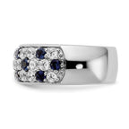 True Origin 14K White Gold 1 1/2 carat Lab Grown Diamond VS+ F+ and .85 carat Blue Sapphire Complete Fashion Ring