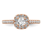 14k Rose Gold 3/4 carat Lab Grown Diamond VS/SI+ G+ Complete Round Halo Engagement Ring