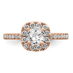 14k Rose Gold 1 carat Lab Grown Diamond VS/SI+ G+ Complete Round Halo Engagement Ring